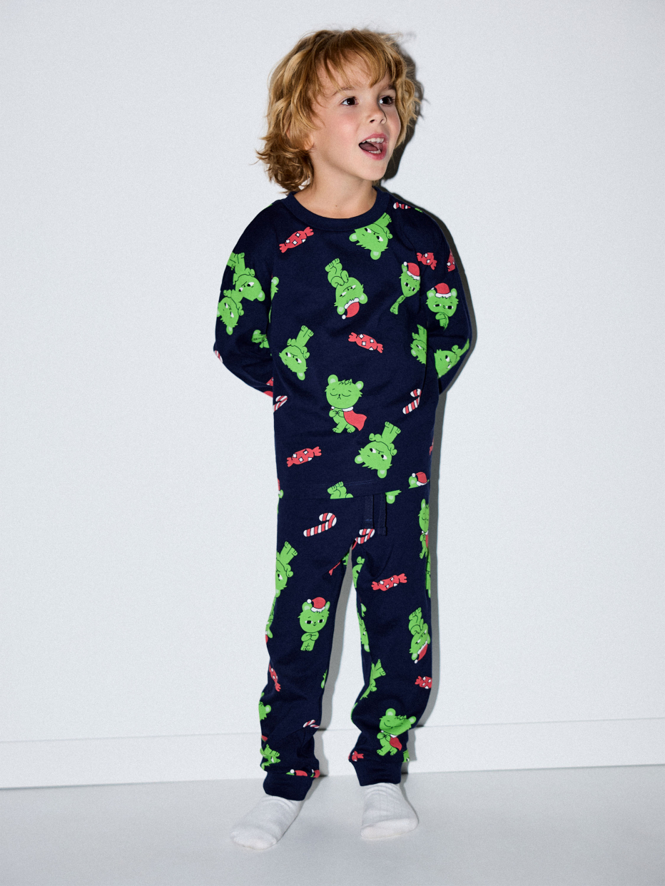 Пижама с новогодним принтом Вигге для мальчиков, фото - 1
