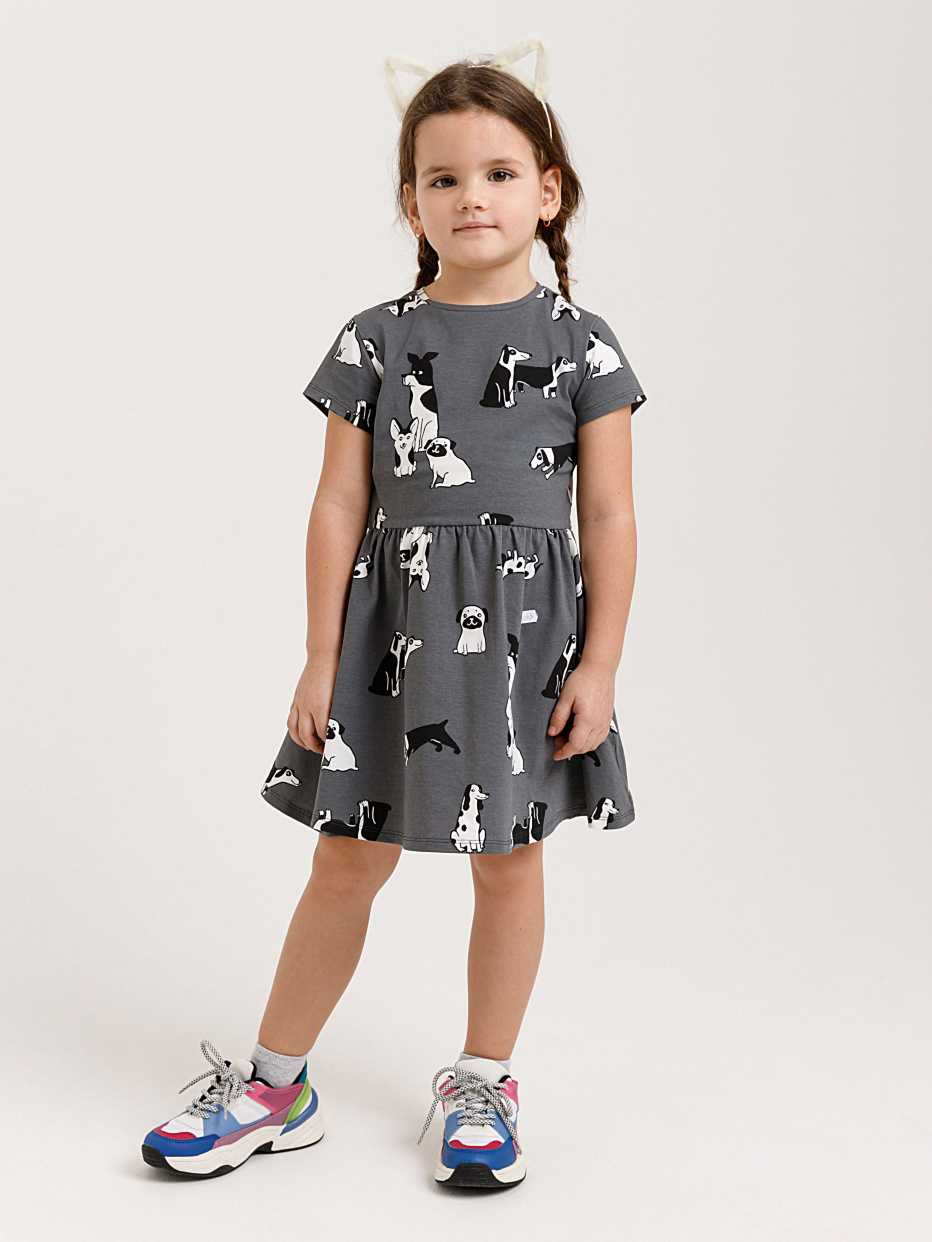 трикотажное платье с принтом для девочек, фото - 2