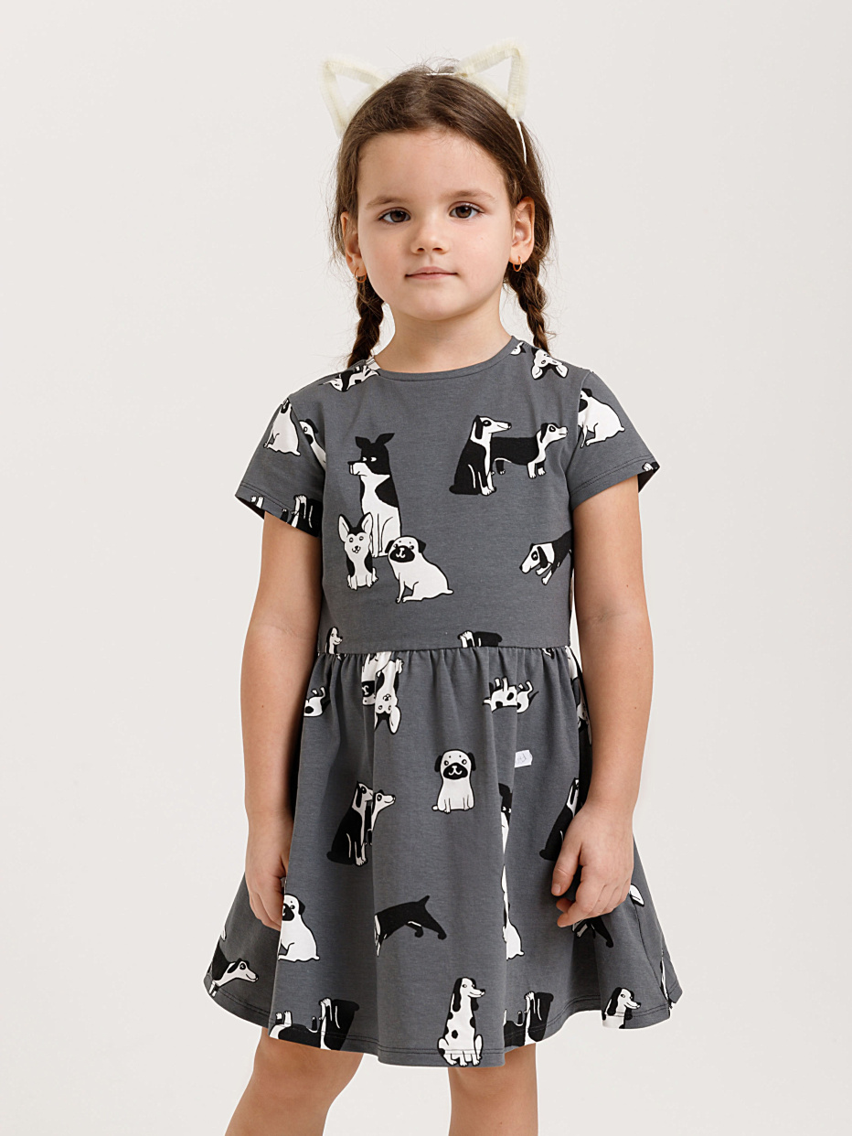 трикотажное платье с принтом для девочек, фото - 3