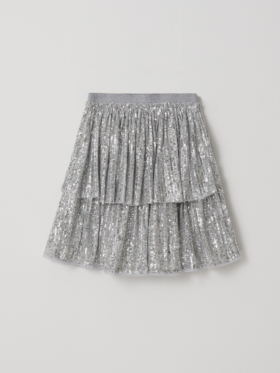 Ярусная юбка с пайетками для девочек, фото - 1