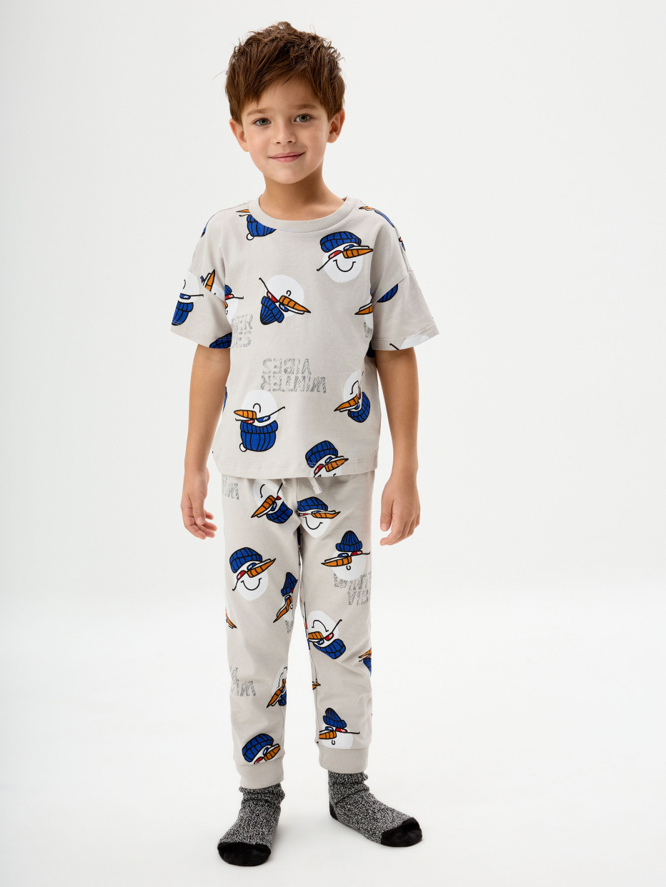 Пижама с новогодним принтом для мальчиков, фото - 1