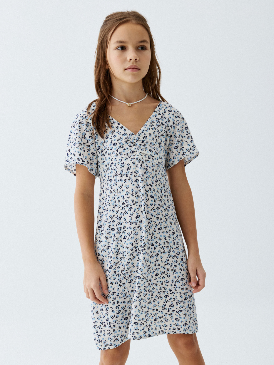 Короткое платье с принтом для девочек, фото - 1