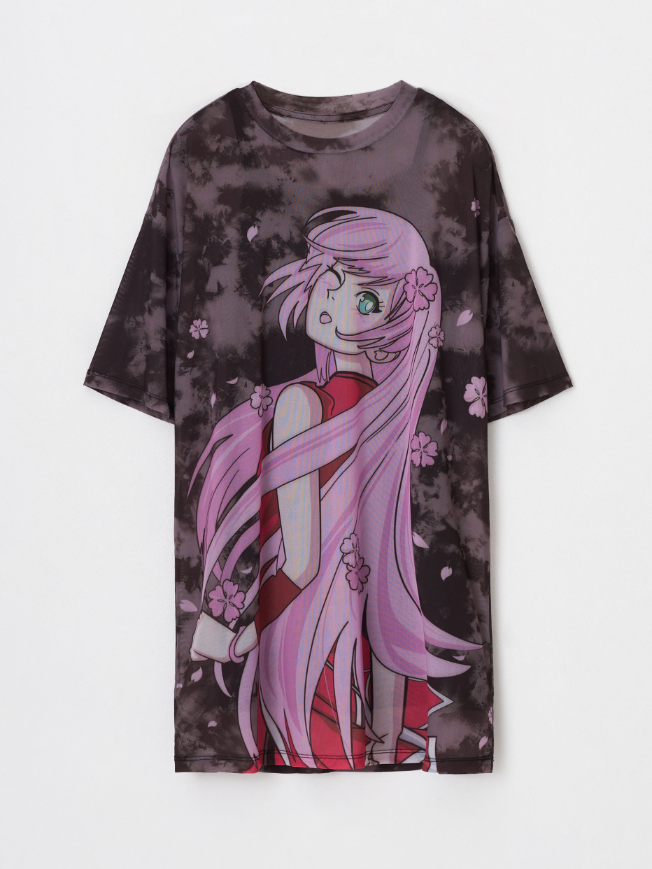 Платье-футболка с принтом аниме для девочек, фото - 2