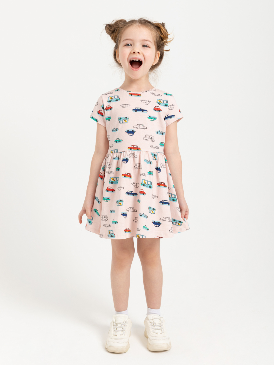 трикотажное платье с принтом для девочек, фото - 3