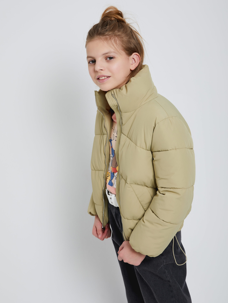 Короткая куртка с воротником для девочек, фото - 3