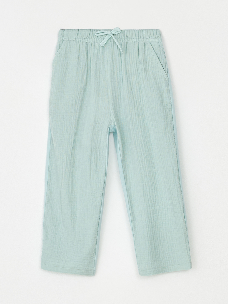 Комбинированные брюки из муслина для девочек, фото - 3