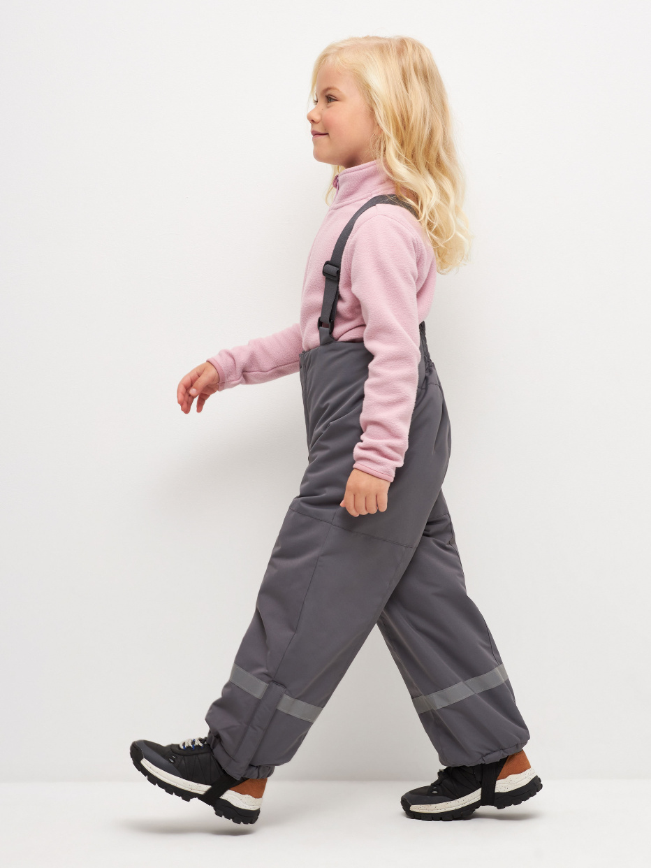 Утепленные зимние брюки на лямках для девочек цвет: темно-серый, артикул:2810041601 – купить в интернет-магазине sela