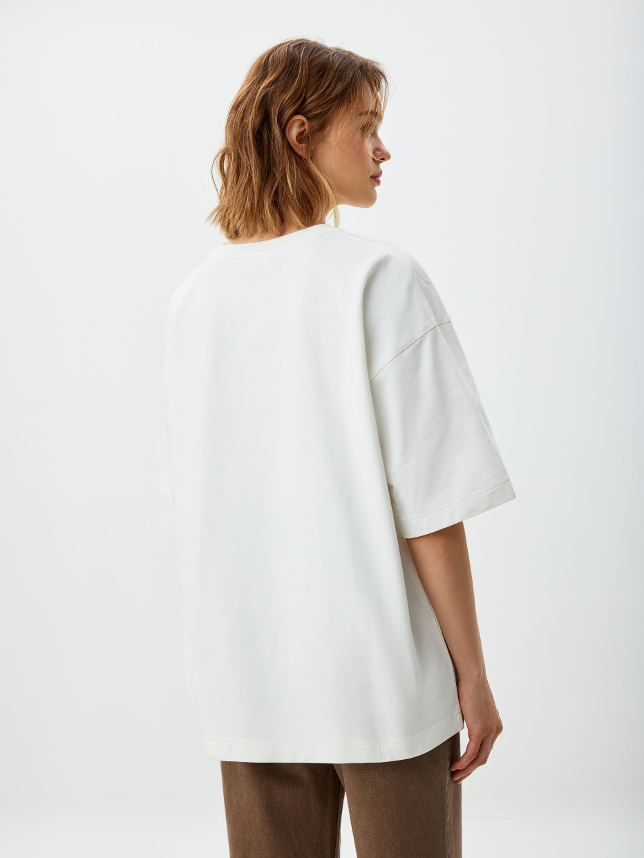 Белая футболка оверсайз с асимметричным низом, фото - 5