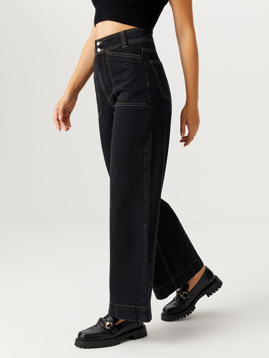 Широкие джинсы с накладными карманами, фото - 3