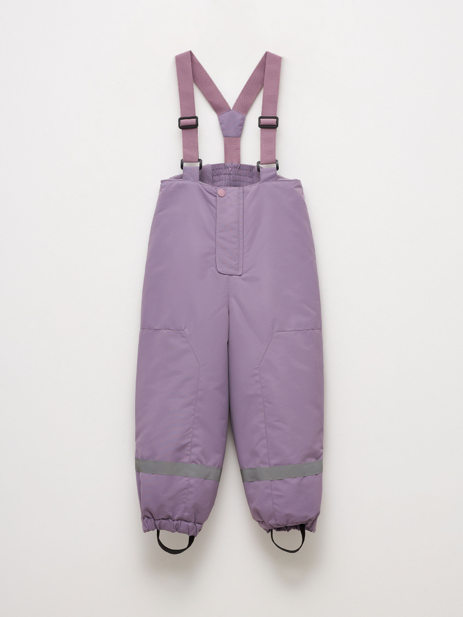 Утепленные зимние брюки на лямках для девочек, фото - 2