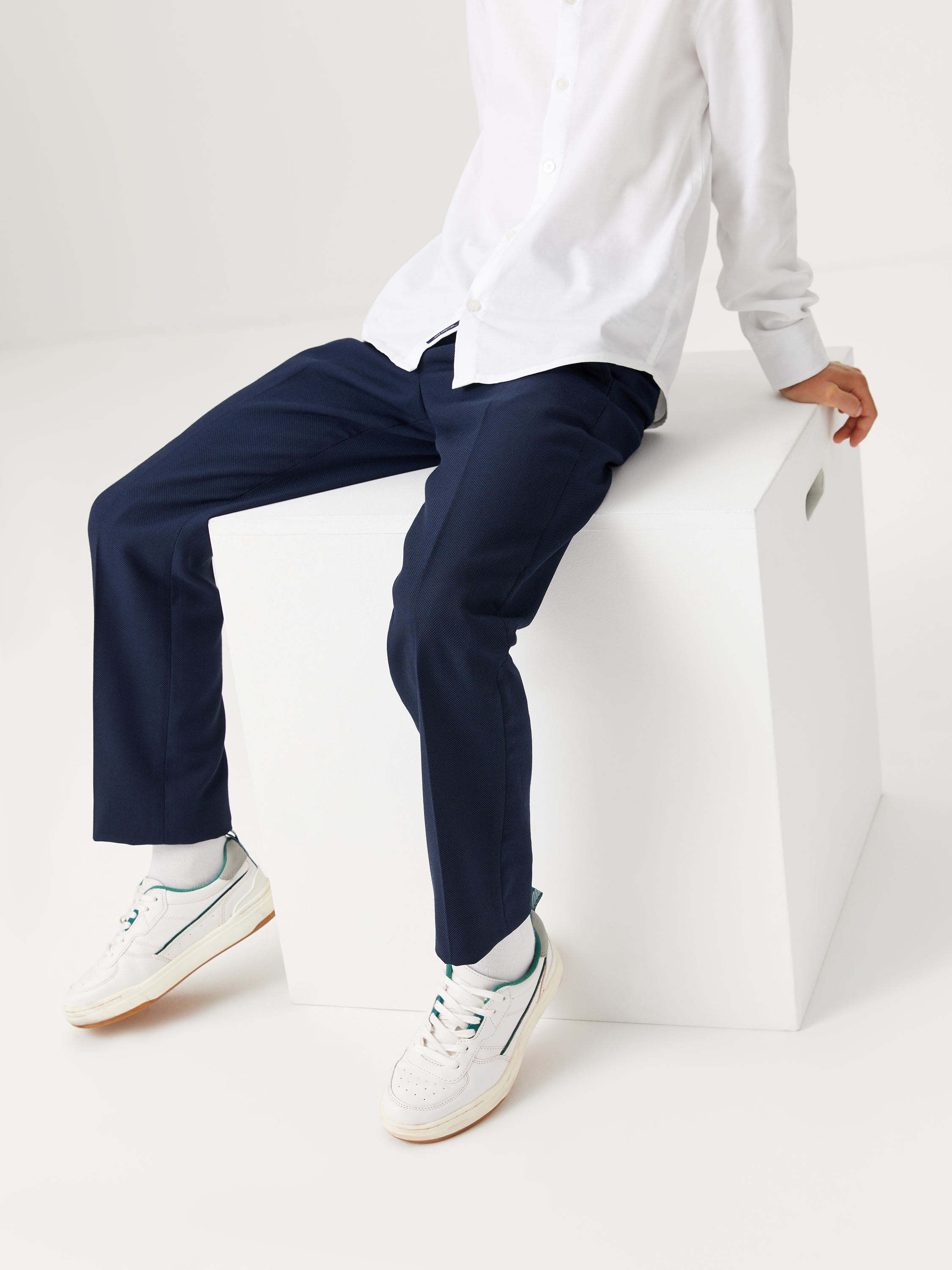 Базовые школьные брюки для мальчиков цвет: темно-синий, артикул: 1808071532– купить в интернет-магазине sela