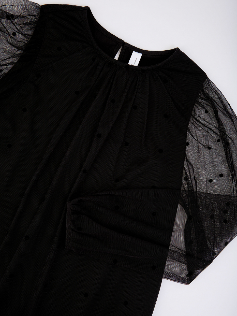 Черная блузка в горошек для девочек, фото - 4