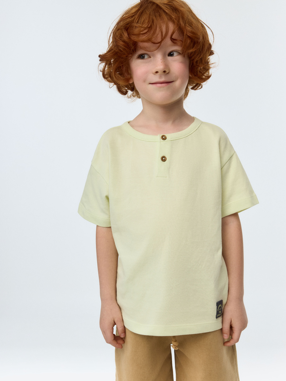 Базовая футболка на пуговицах для мальчиков, фото - 1