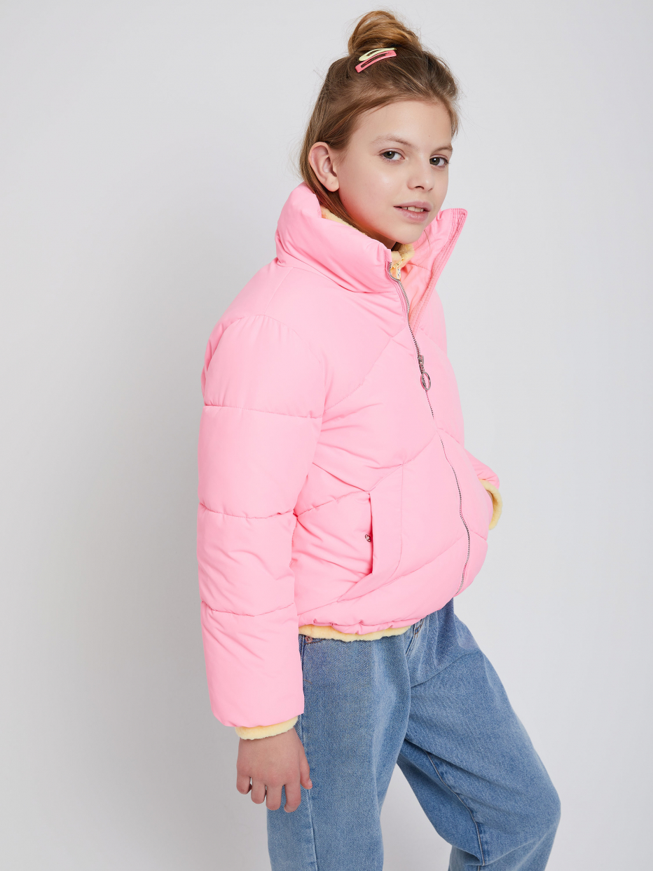 Короткая куртка с воротником для девочек, фото - 3
