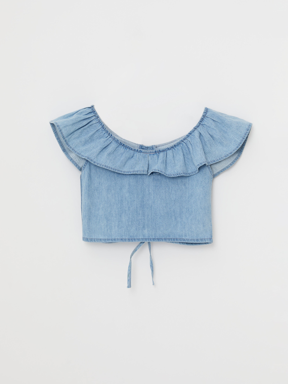 Хлопковая блузка со сборками для девочек, фото - 4