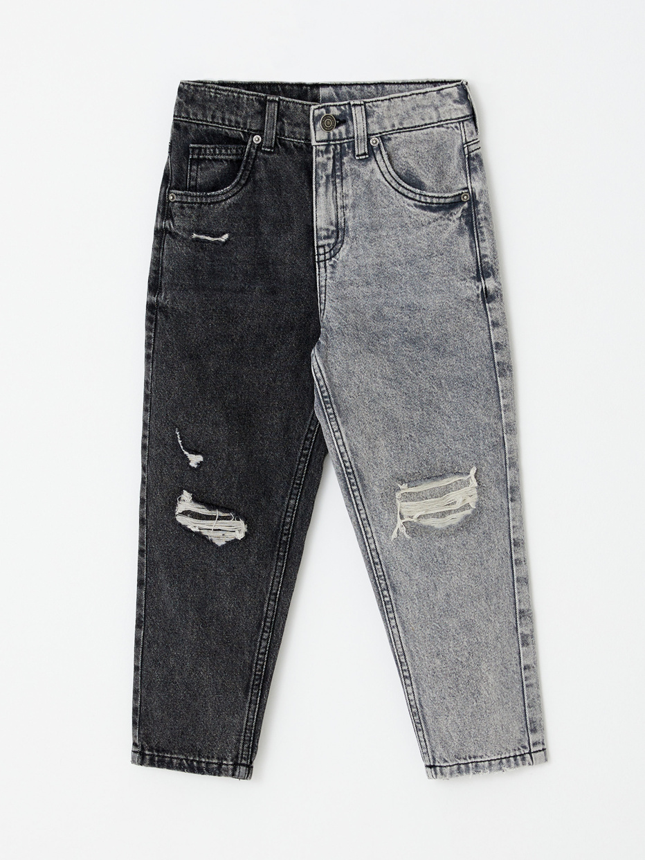 Двухцветные рваные джинсы для мальчиков, фото - 3