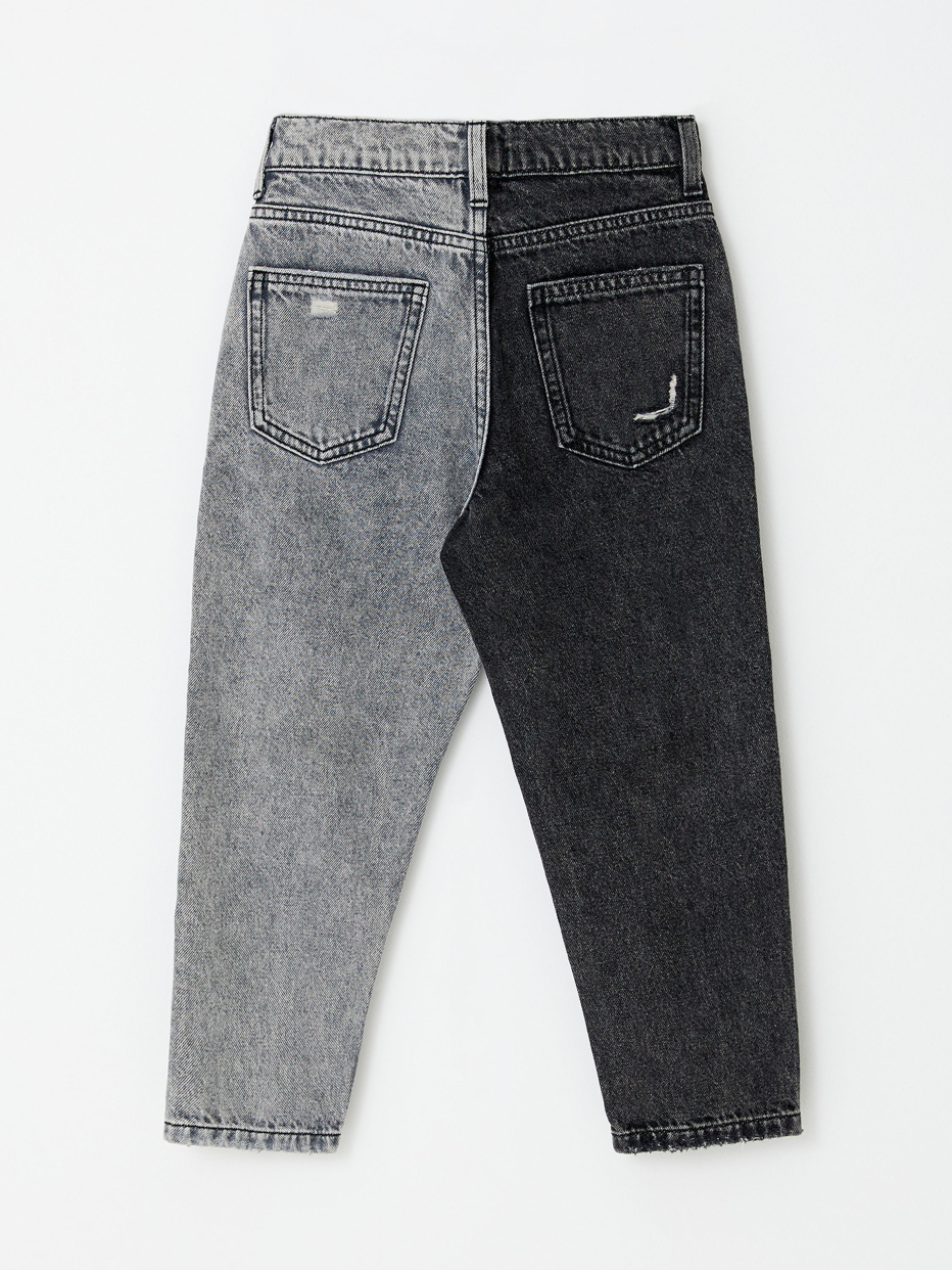 Двухцветные рваные джинсы для мальчиков, фото - 4