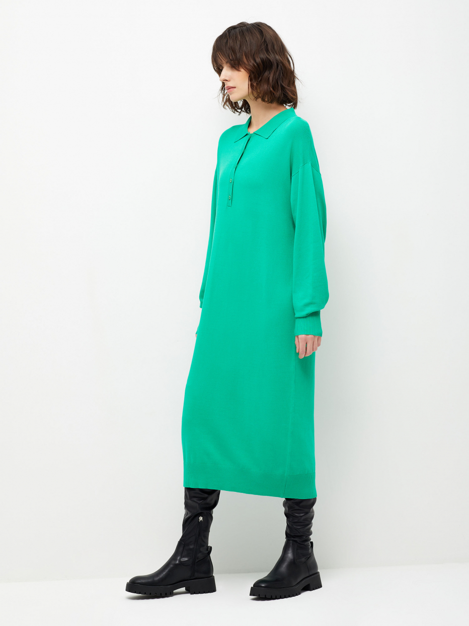 Вязаное платье с воротником поло, фото - 2