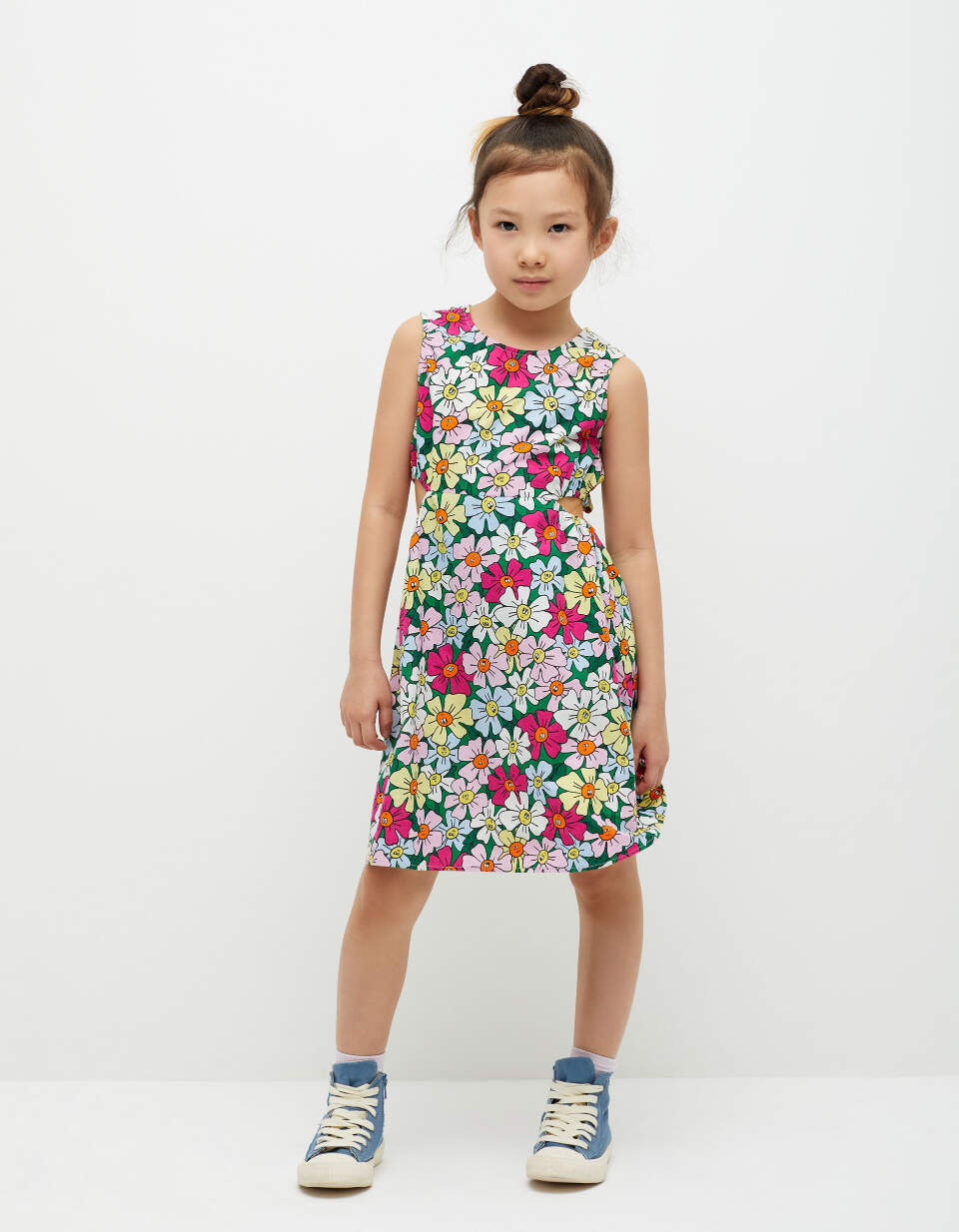 Хлопковое платье с принтом для девочек платье хлопковое с принтом бежевый 4 года