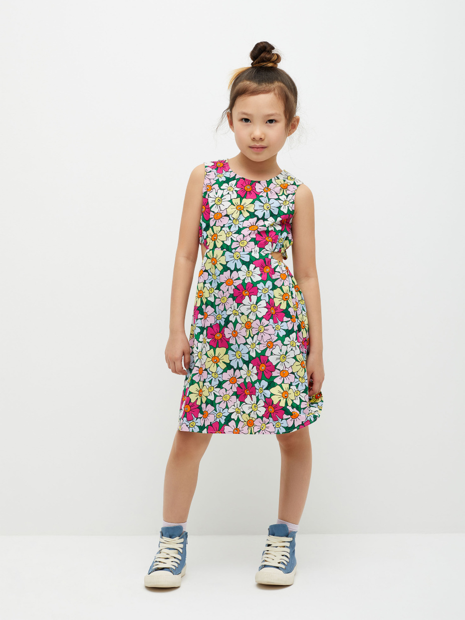 Хлопковое платье с принтом для девочек, фото - 1