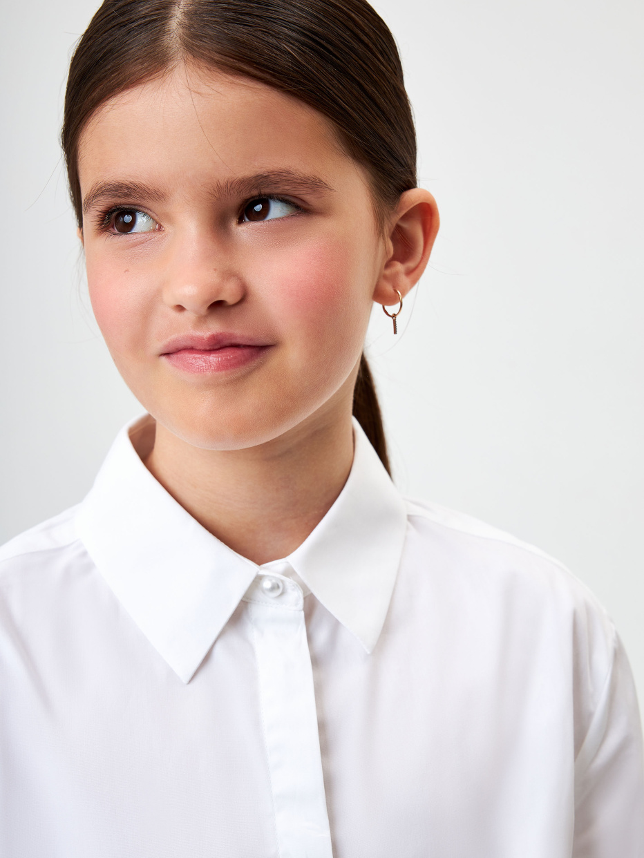 Хлопковая белая блузка для девочек, фото - 3