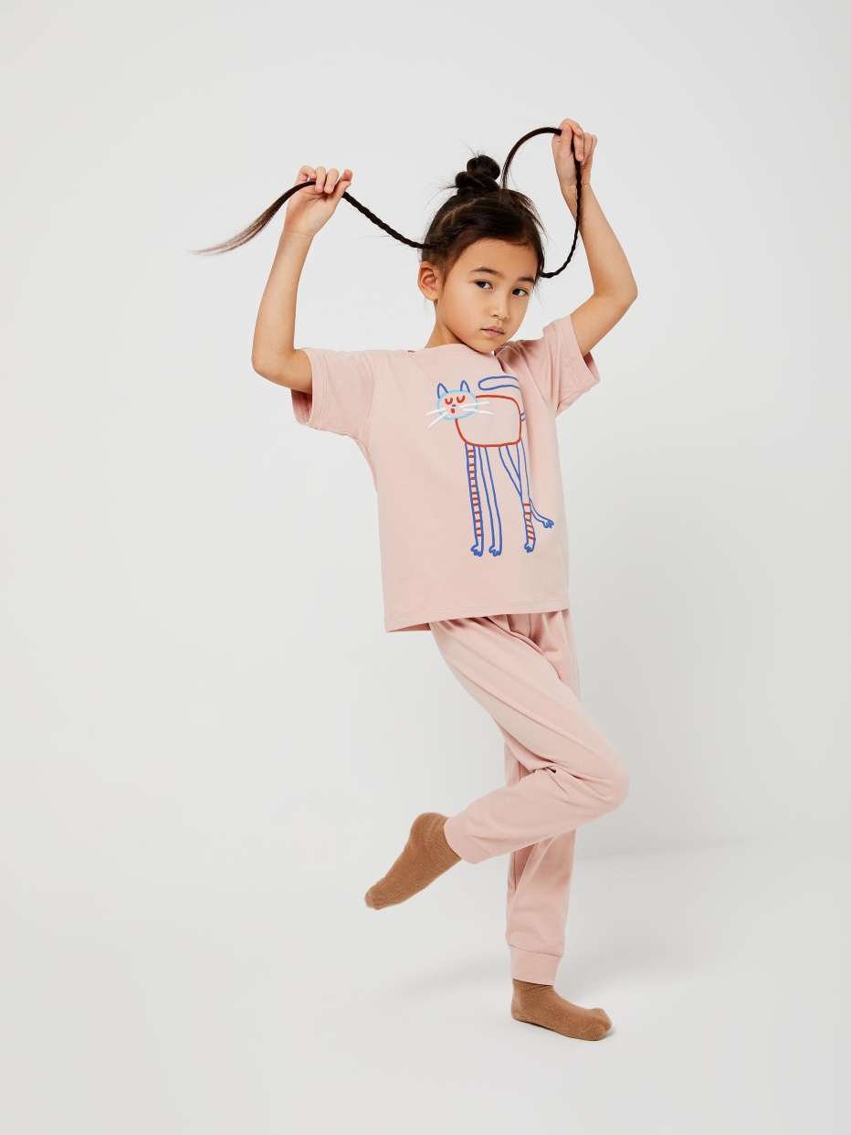 Трикотажная пижама для девочек, фото - 1