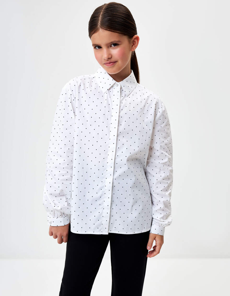 Хлопковая блузка в горошек для девочек