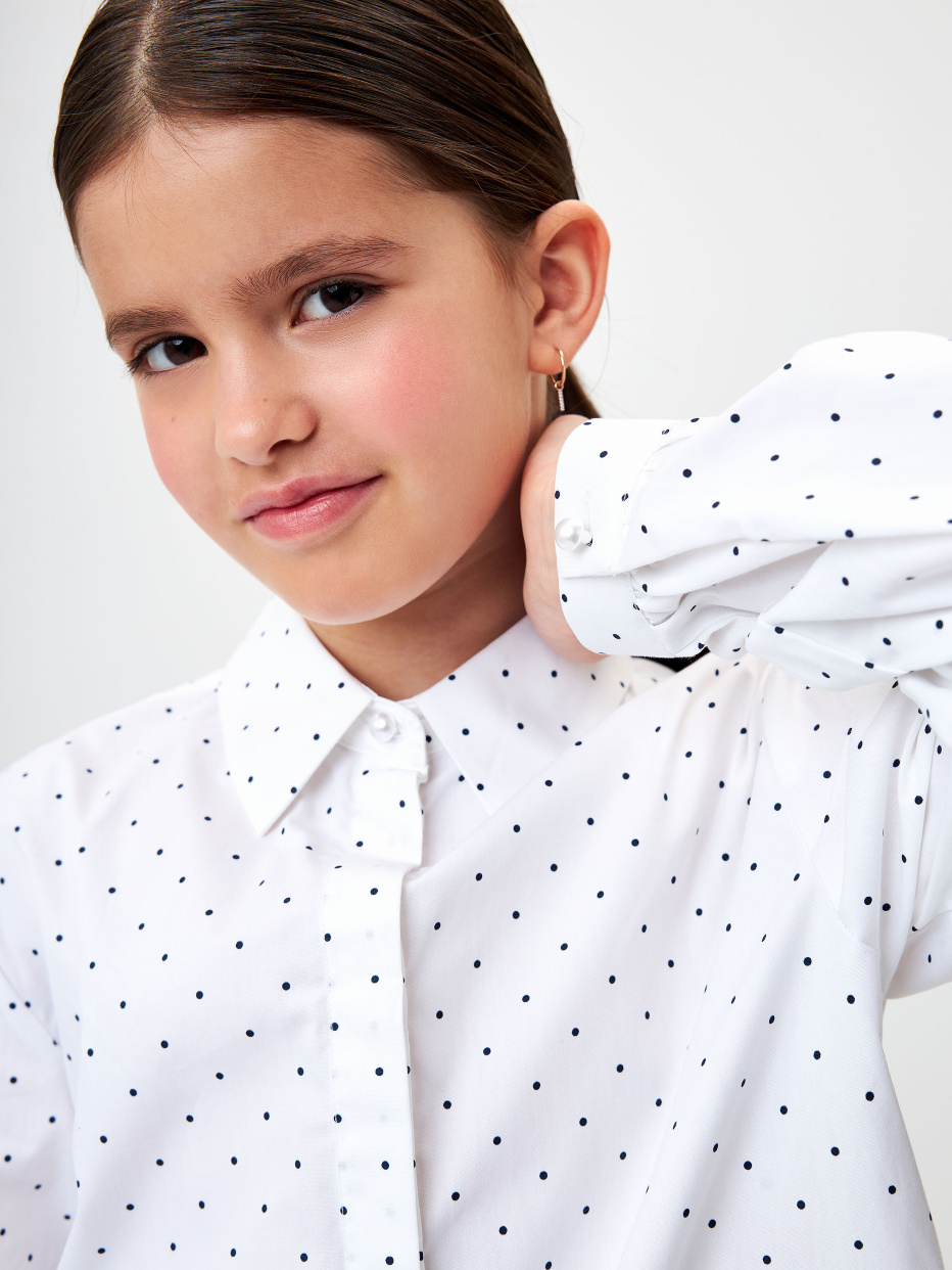 Хлопковая блузка в горошек для девочек, фото - 5