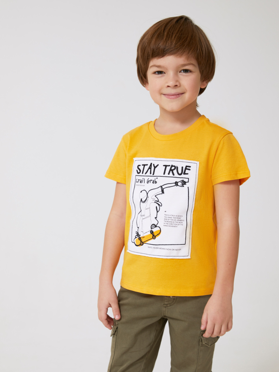 футболка для мальчиков с принтом и вышивкой, фото - 1