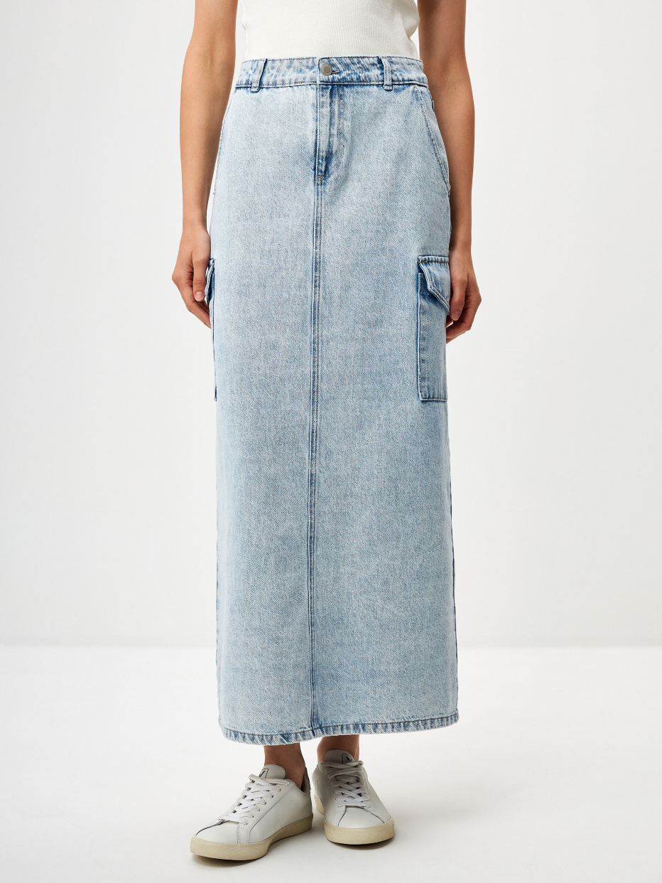 Джинсовая юбка с накладными карманами, фото - 2