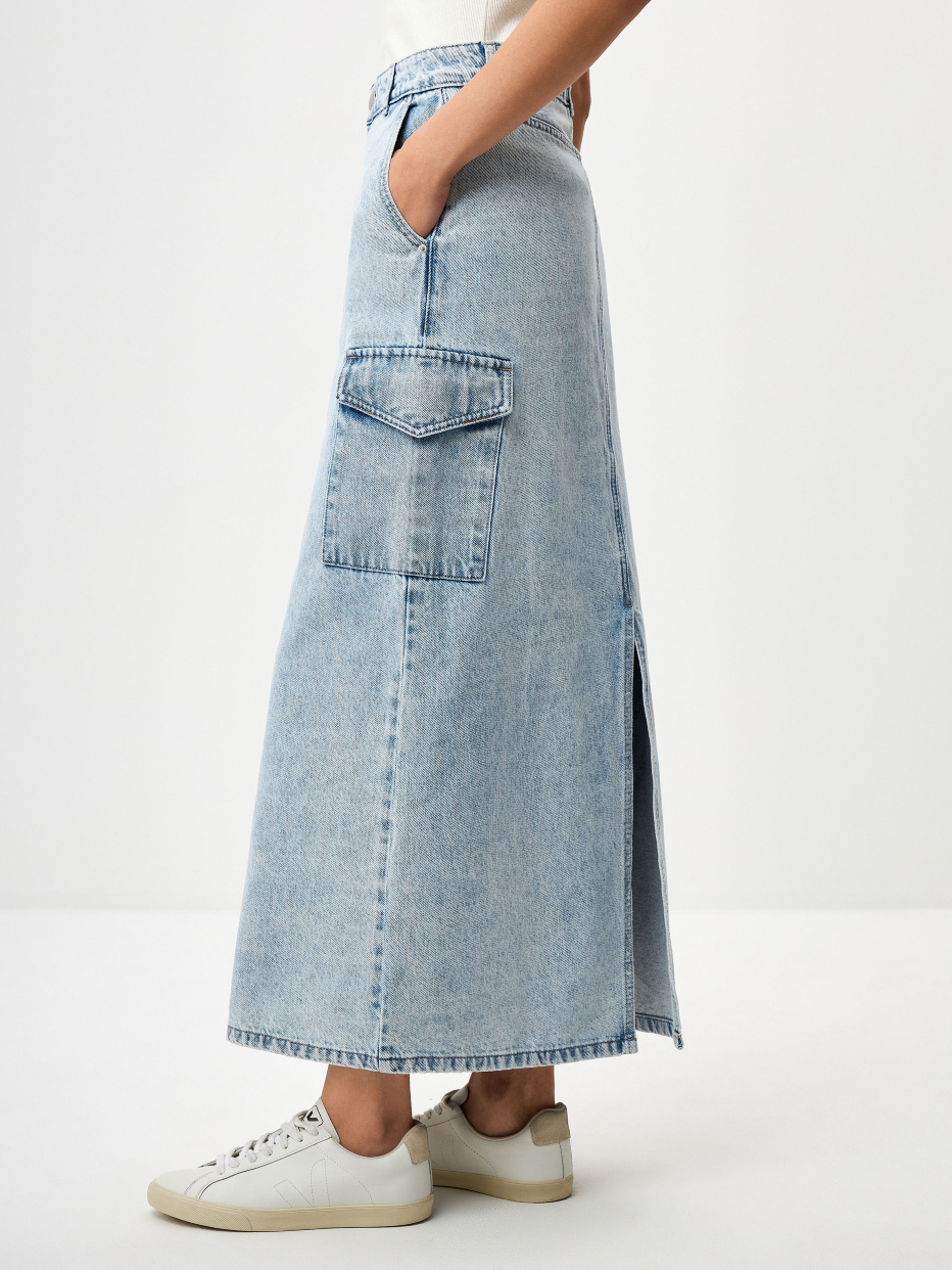 Джинсовая юбка с накладными карманами, фото - 3