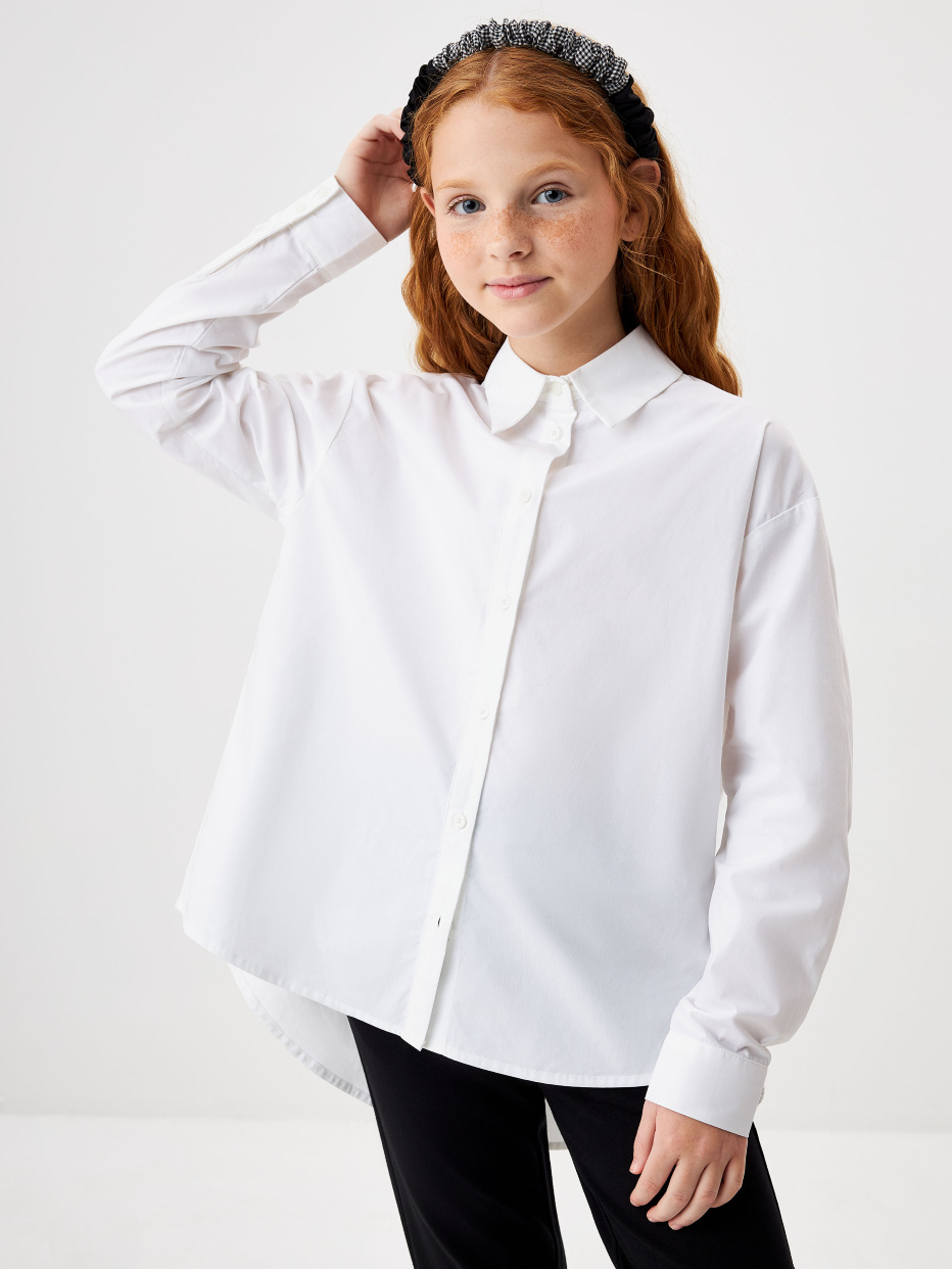 Свободная белая блузка для девочек цвет: белый, артикул: 3808050515 –купить в интернет-магазине sela