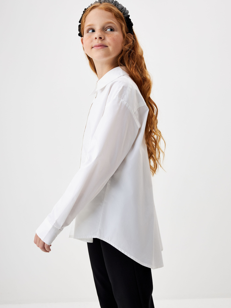 Свободная белая блузка для девочек, фото - 3