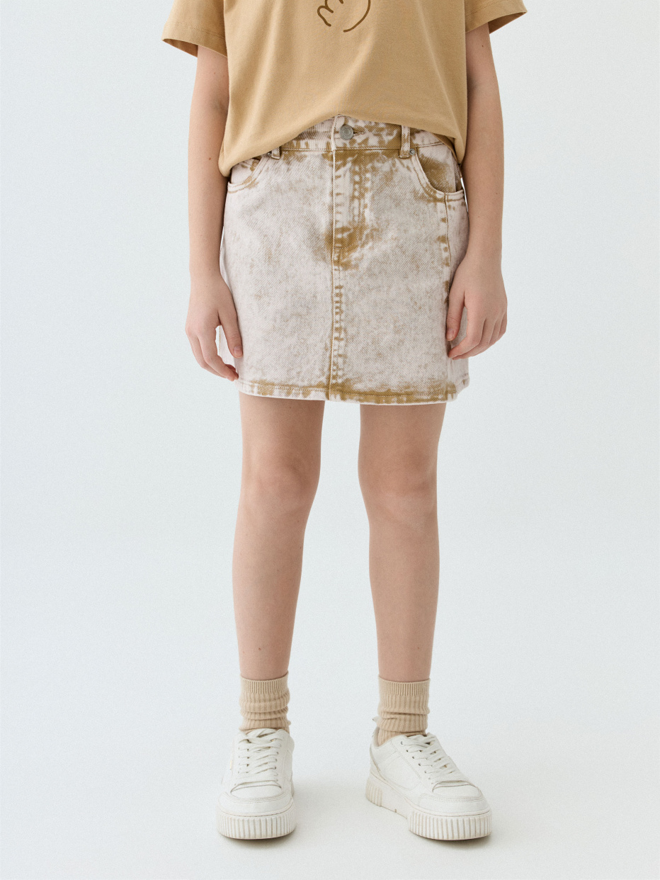 Джинсовая юбка с цветной стиркой, фото - 2