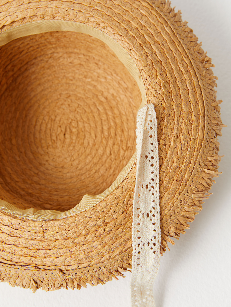 Соломенная шляпа с лентами для девочек, фото - 3