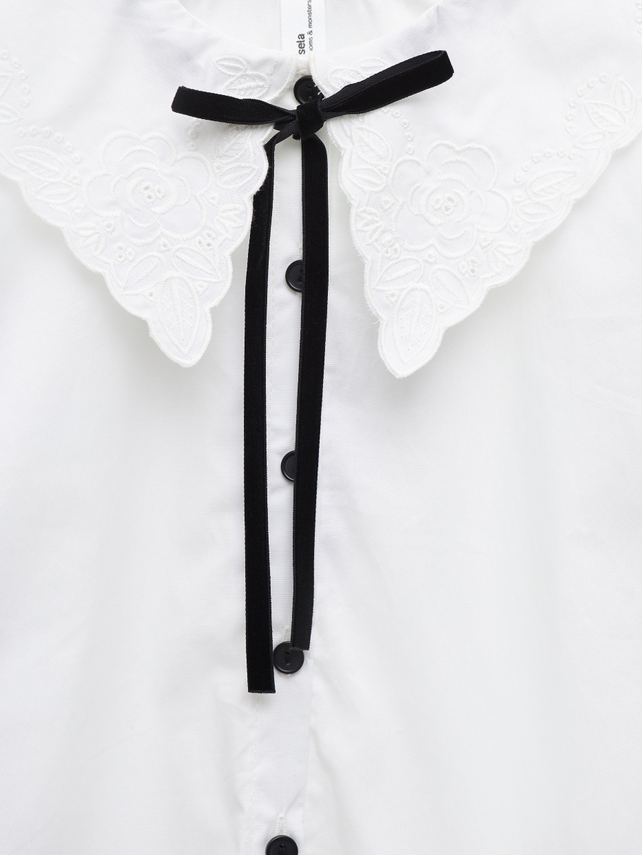 Школьная блузка с фигурным воротником для девочек, фото - 3