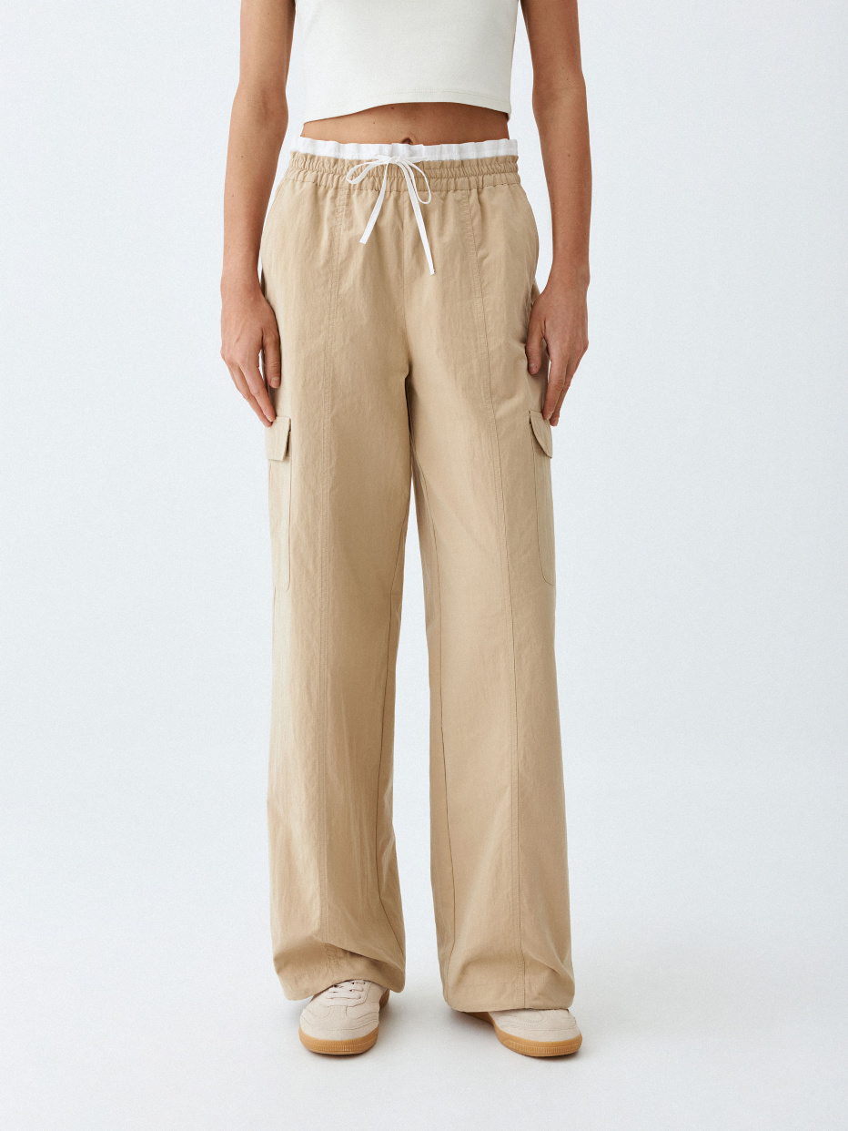 Широкие брюки карго с двойным поясом, фото - 1