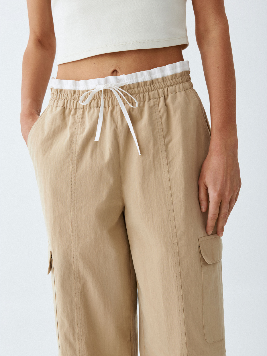 Широкие брюки карго с двойным поясом, фото - 2