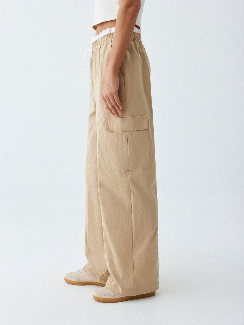 Широкие брюки карго с двойным поясом, фото - 3