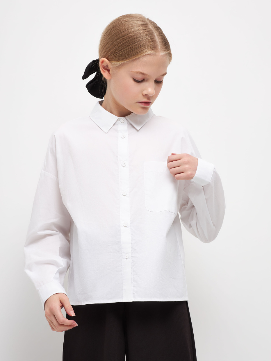 Хлопковая белая рубашка для девочек, фото - 1