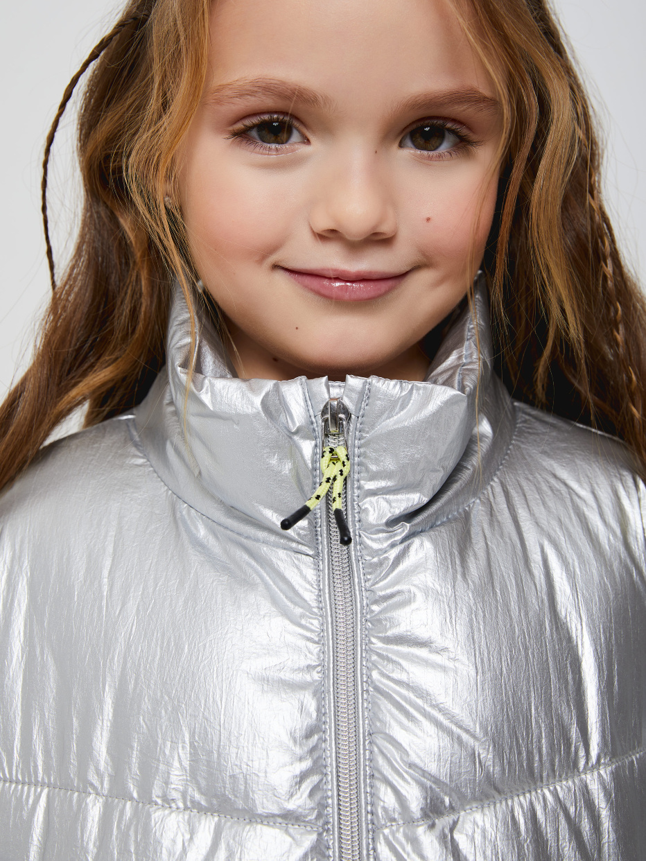 Дутая куртка «металлик» для девочек, фото - 5