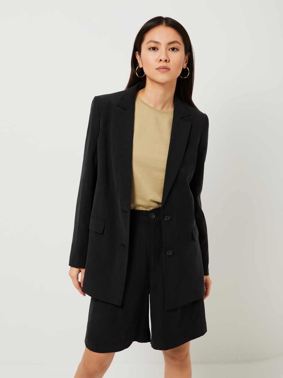 Удлиненный женский пиджак черный - купить в интернет-магазине 