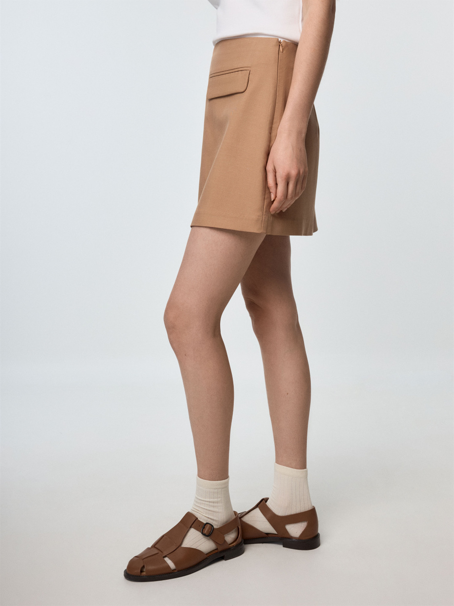 Мини юбка-шорты из смесового лиоцелла, фото - 4
