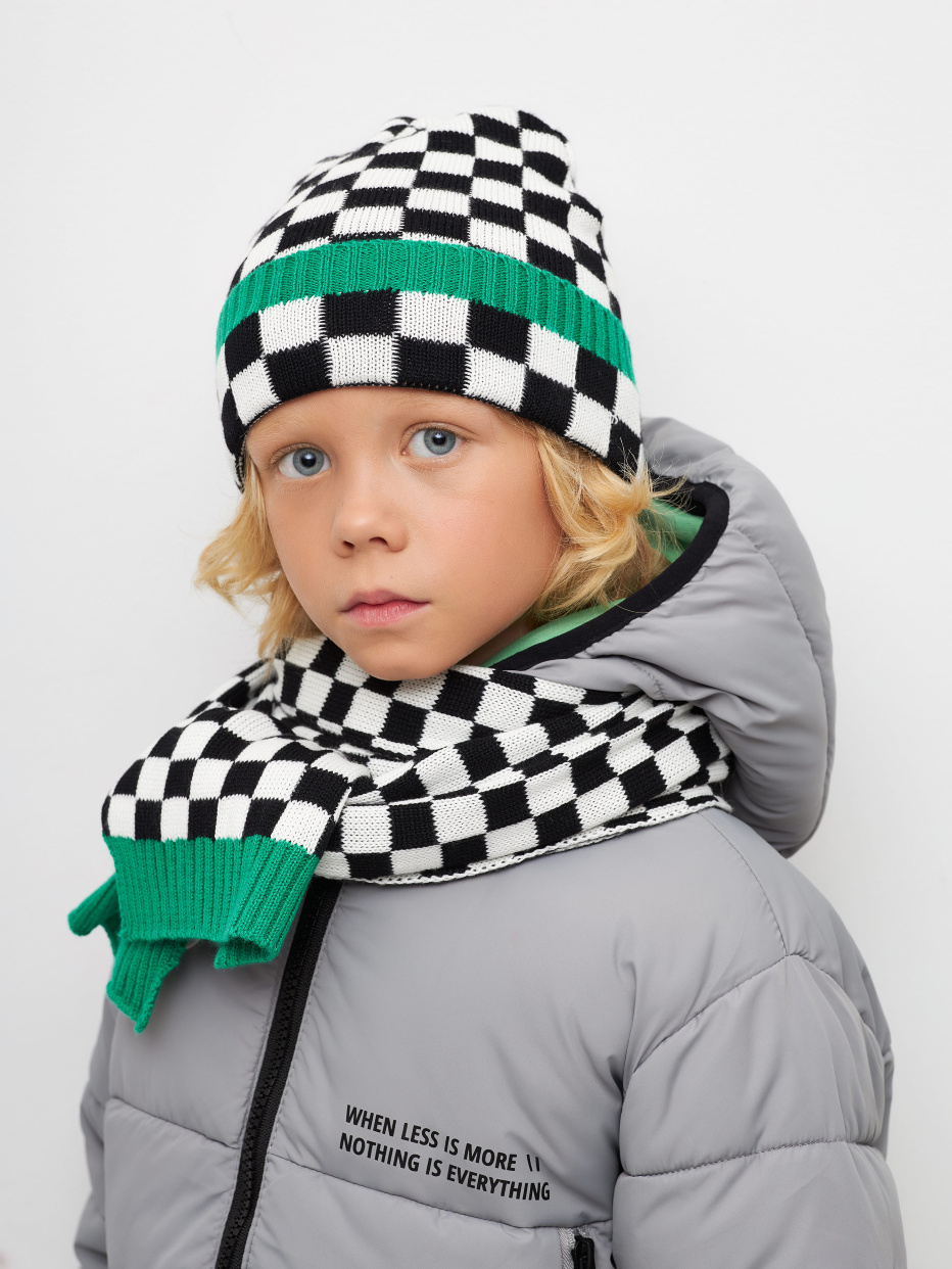 Вязаный шарф с добавлением шерсти для мальчиков, фото - 1