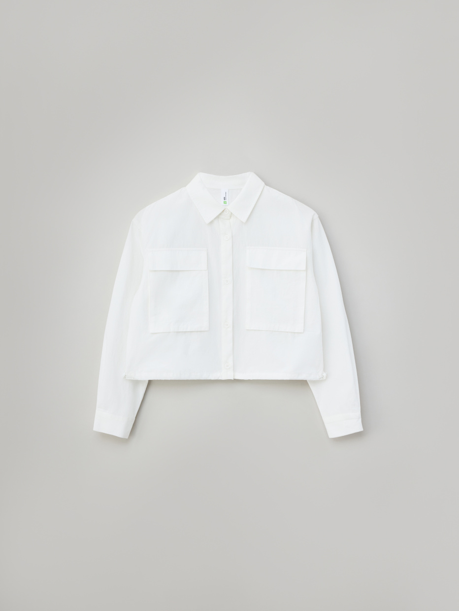 Укороченная белая рубашка для девочек, фото - 3