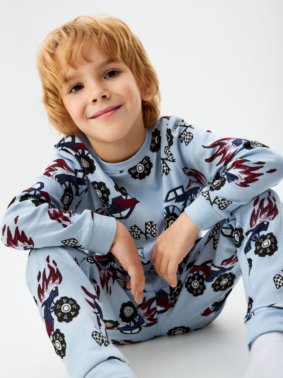 Трикотажная пижама с принтом для мальчиков, фото - 2