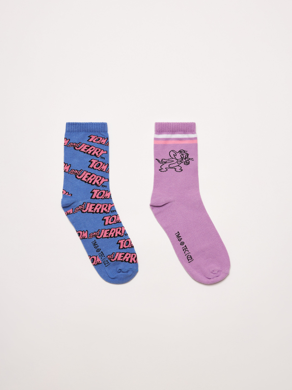 Набор из 2 пар носков с принтом Tom and Jerry для девочек, фото - 1