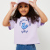 Укороченная футболка с принтом для девочек, цвет сиреневый