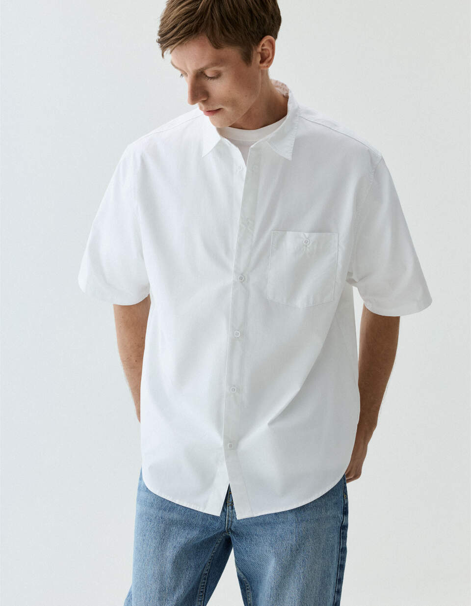 Рубашка оверсайз с коротким рукавом рубашка оверсайз с коротким рукавом button blue