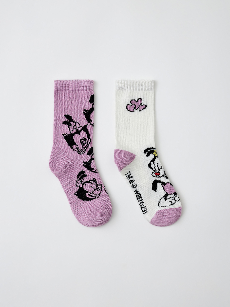 Набор из 2 пар носков с принтом Озорные анимашки для девочек, фото - 2